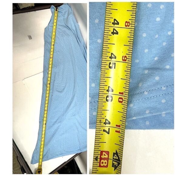 PajamaGrams Womens 100% Cotton Sleeveless Long Nightgown Sz Large Blue Polkadot - Picture 11 of 12